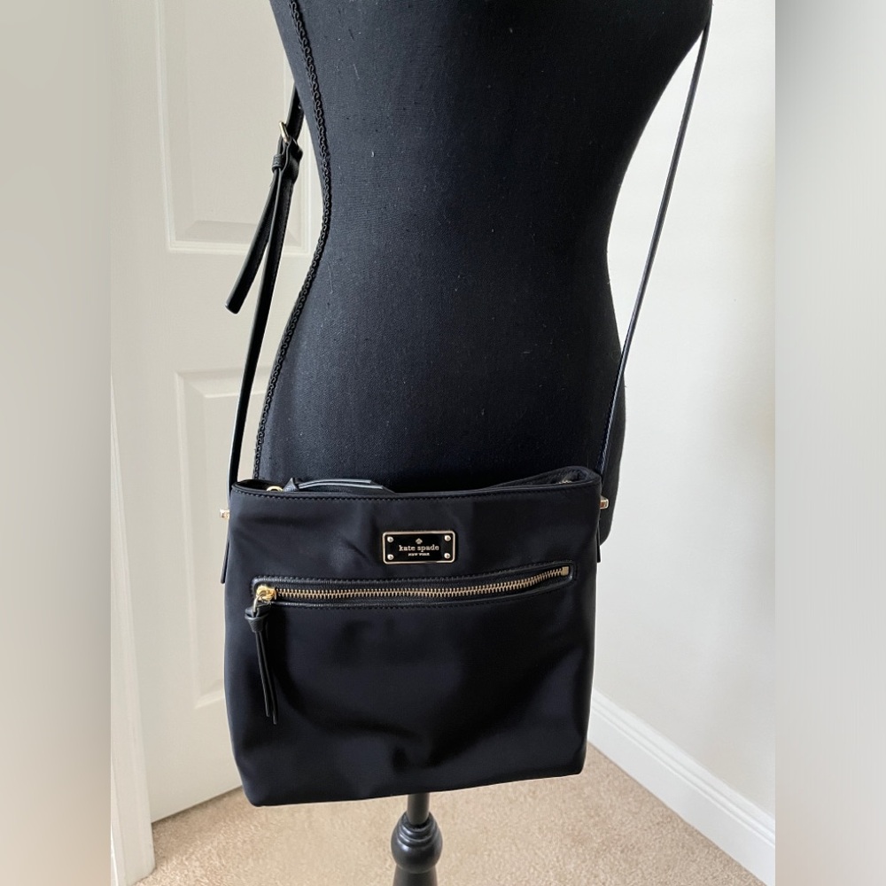 kate spade Black Nylon Crossbody with Gold Hardware